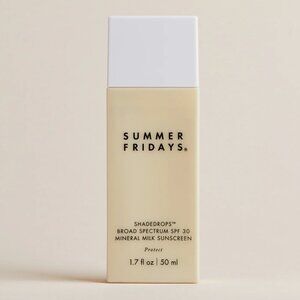 New Summer Fridays ShadeDrops Broad Spectrum SPF 30 Mineral Milk Sunscreen
